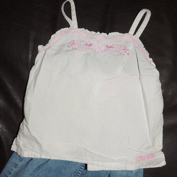 Barbie Avenue - Twin Set - Embroidered Floral Halter & Matching Print Jean Skort - Picture 3 of 8